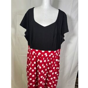 Disney Minnie Mouse Red Polka Dot Skater Dress Black Top Short Sleeve 3X